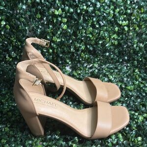 Michael Shannon Tan Heels Minimalist Sandal